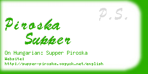 piroska supper business card